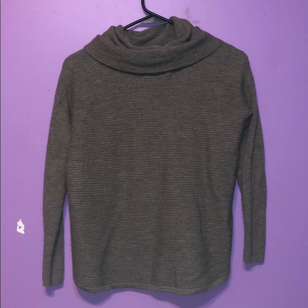 Adrienne Viattadini Taupe Cowl Neck Top